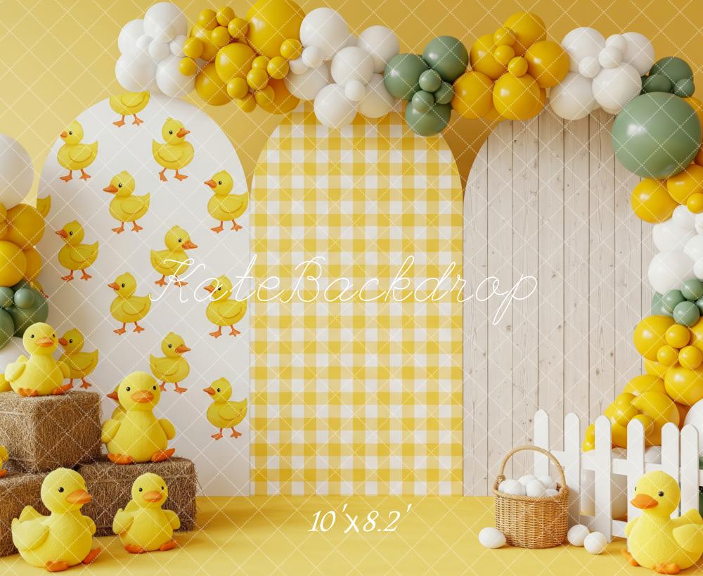 Kate Birthday Ducklings Balloons White Fence Backdrop Designed by Patty Robert - Image 6