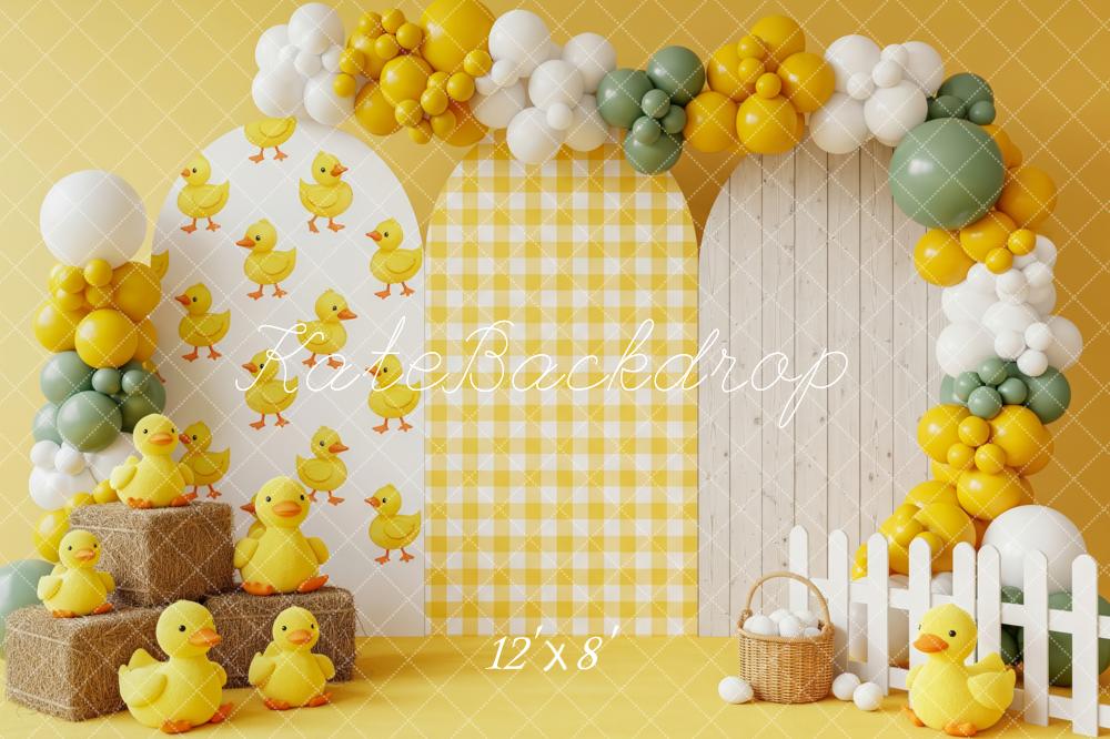 Kate Birthday Ducklings Balloons White Fence Backdrop Designed by Patty Robert - Image 8