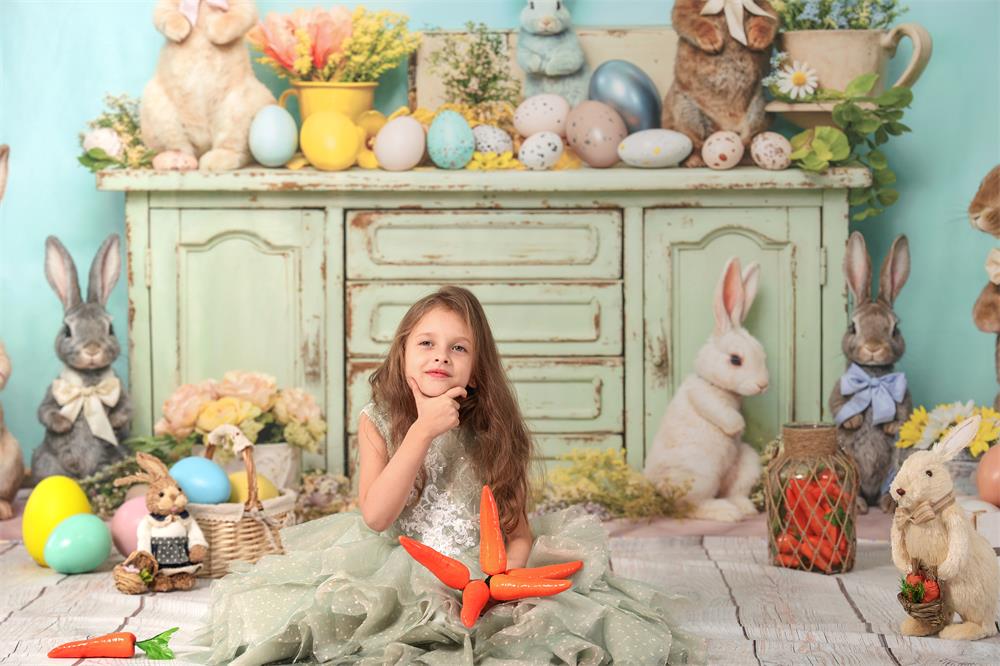 Kate Easter Egg Bunny Flowers Backdrop Designed by Emetselch - Image 3