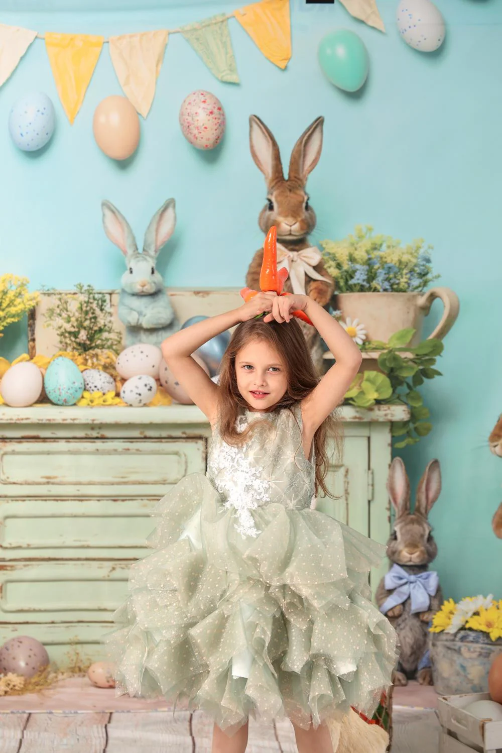 Kate Easter Egg Bunny Flowers Backdrop Designed by Emetselch - Image 4