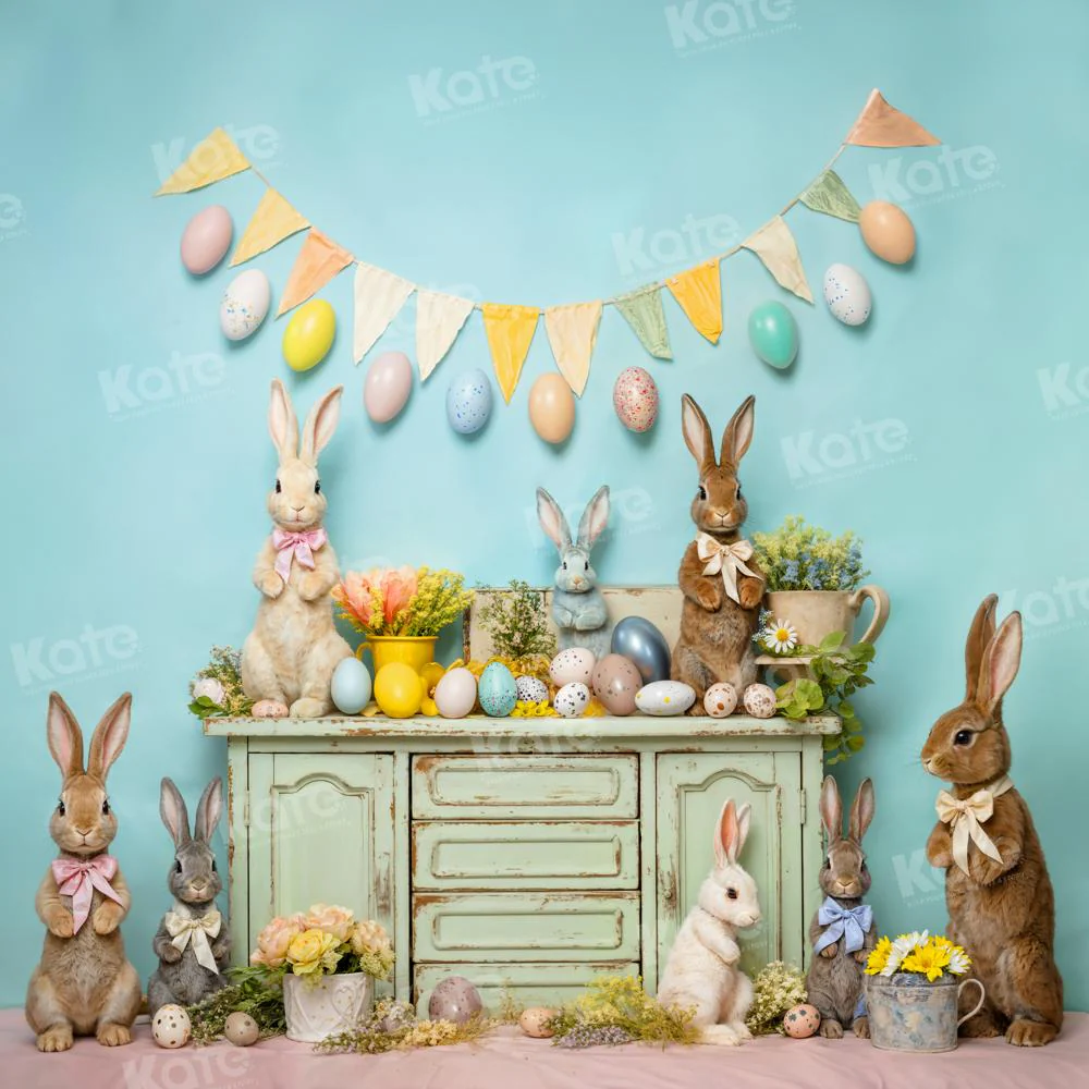 Kate Easter Egg Bunny Flowers Backdrop Designed by Emetselch - Image 5