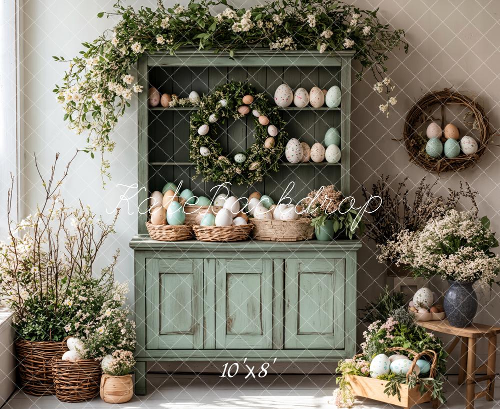 Kate Easter Egg Floral Cabinet Fleece Backdrop Designed by Emetselch - Image 3