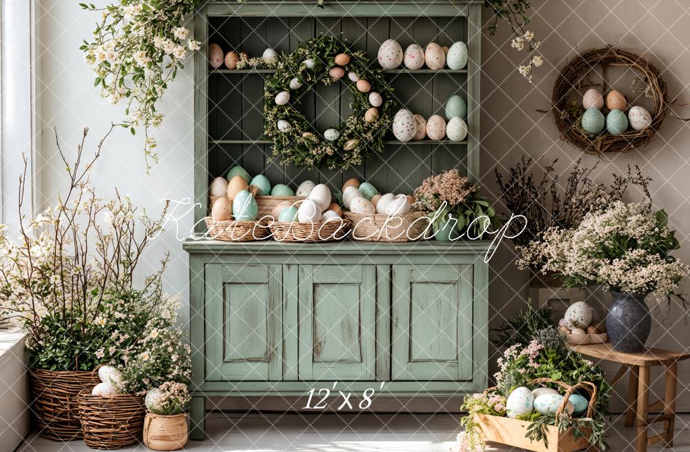 Kate Easter Egg Floral Cabinet Fleece Backdrop Designed by Emetselch - Image 4