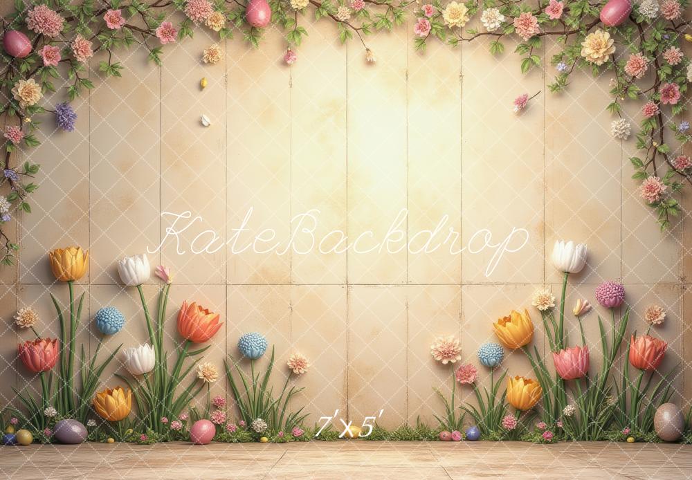 Kate Easter Egg Floral Vintage Wall Backdrop Designed by Laura Bybee