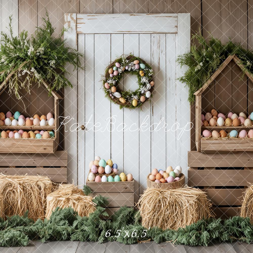 Kate Easter Egg Rustic Barn Door Backdrop Designed by Emetselch - Image 2