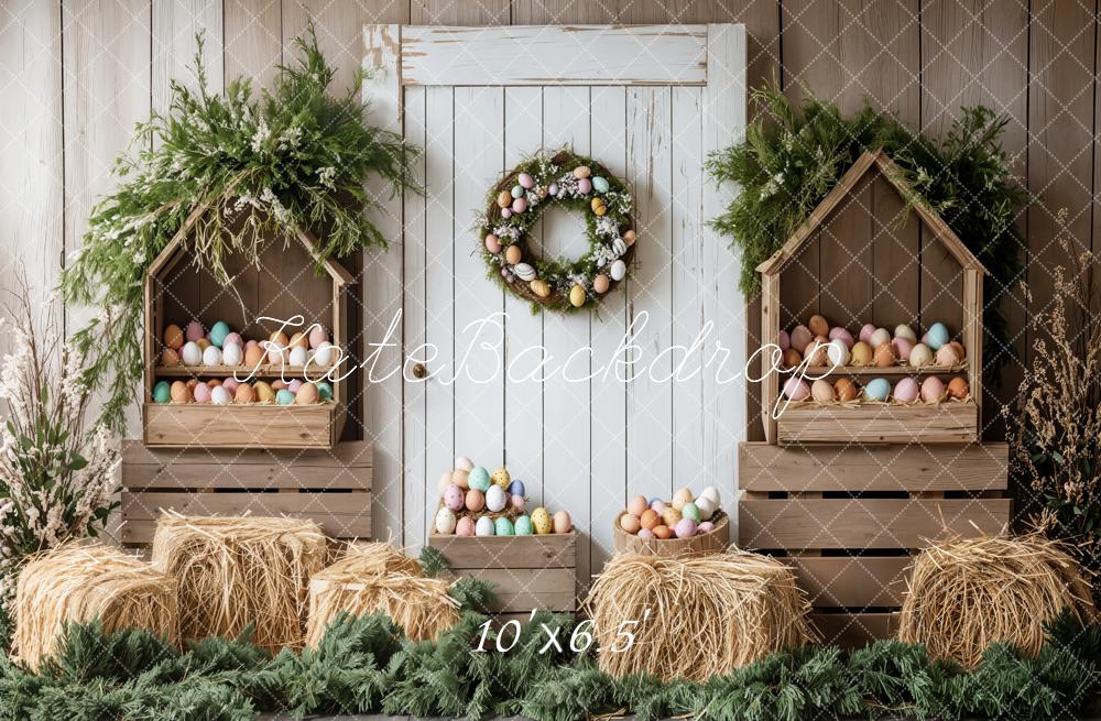 Kate Easter Egg Rustic Barn Door Backdrop Designed by Emetselch - Image 4