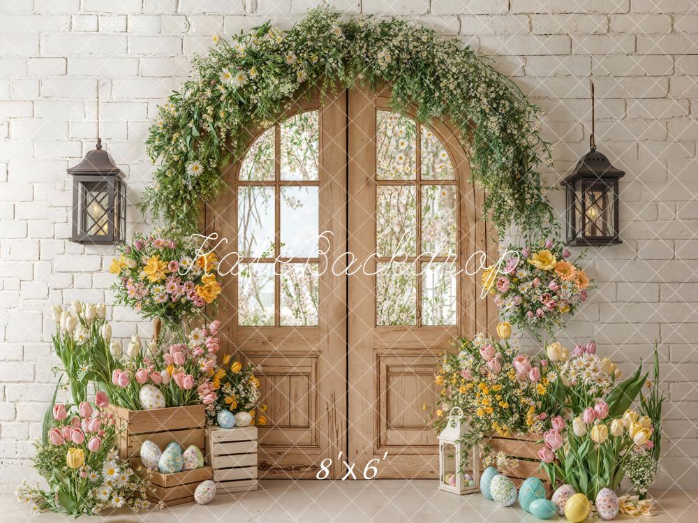 Kate Easter Eggs Arch Wooden Door Tulips Backdrop Designed by Emetselch - Image 3