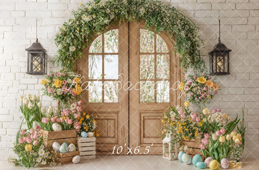 Kate Easter Eggs Arch Wooden Door Tulips Backdrop Designed by Emetselch - Image 4