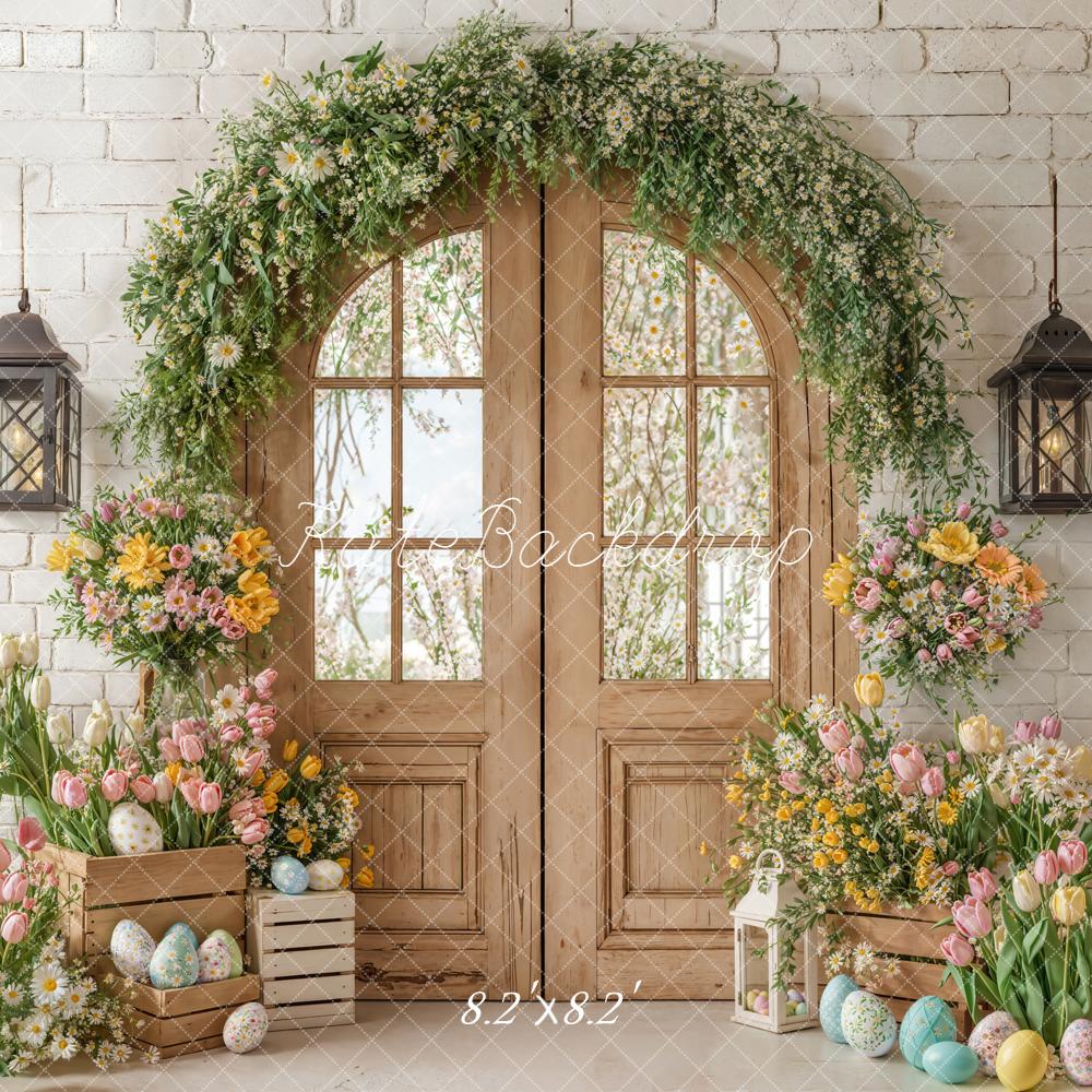 Kate Easter Eggs Arch Wooden Door Tulips Backdrop Designed by Emetselch - Image 5