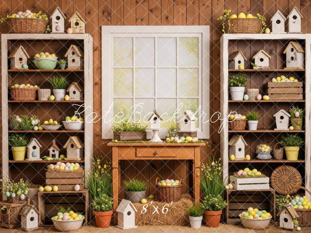 Kate Easter Eggs Birdhouses Rustic Window Backdrop Designed by Patty Robert - Image 3