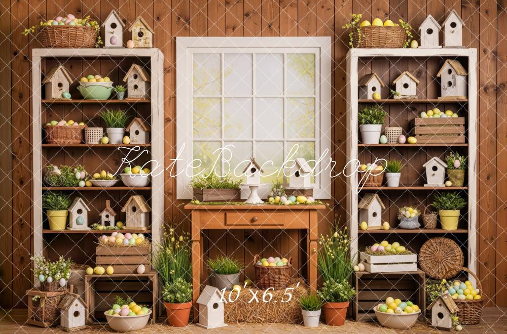 Kate Easter Eggs Birdhouses Rustic Window Backdrop Designed by Patty Robert - Image 4