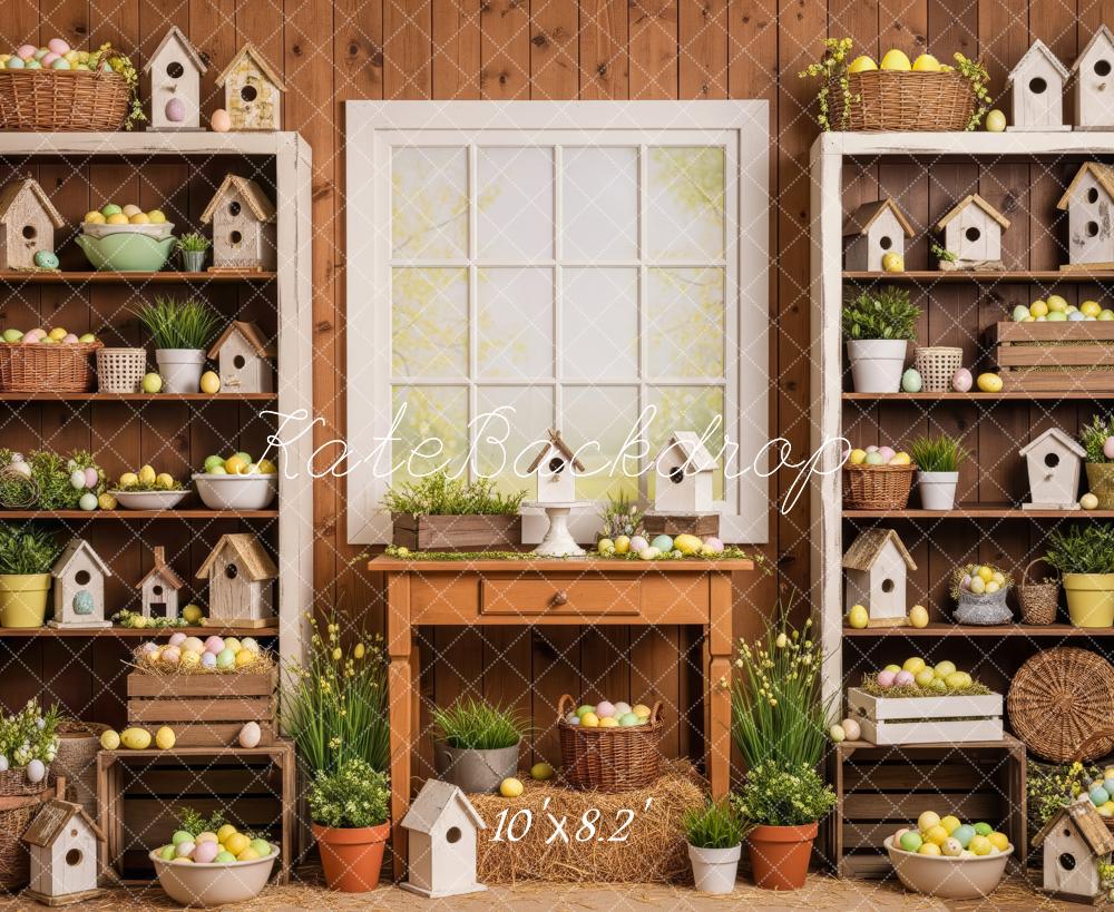 Kate Easter Eggs Birdhouses Rustic Window Backdrop Designed by Patty Robert - Image 6