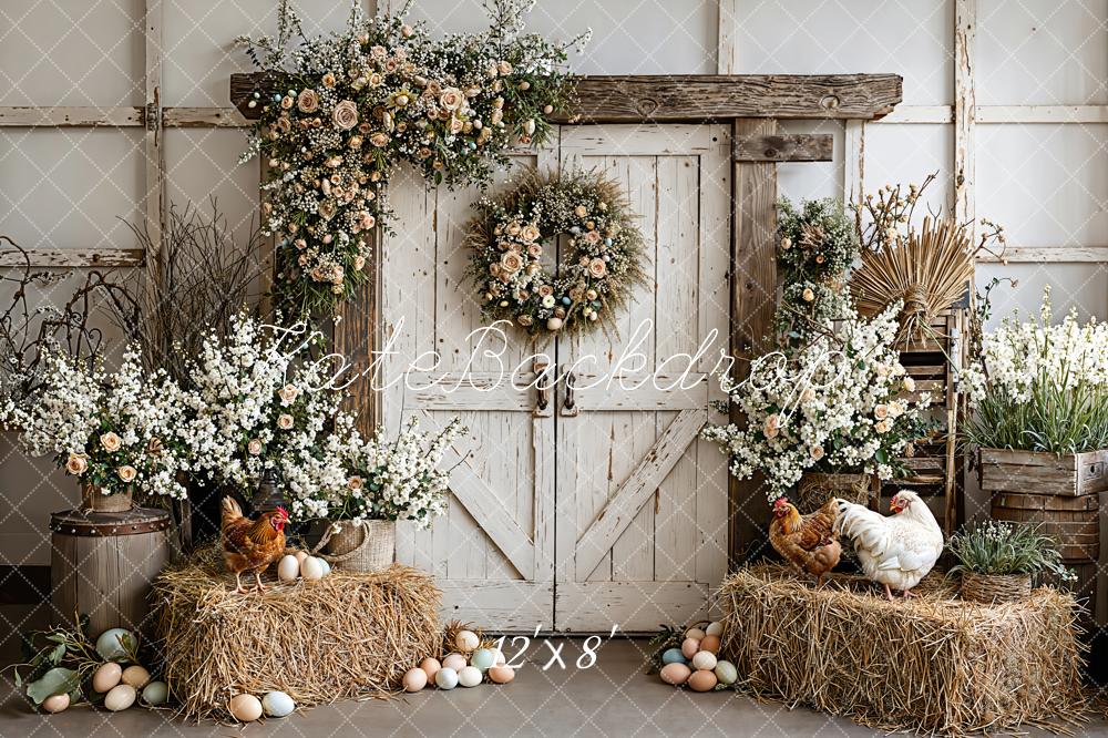 Kate Easter Eggs Chickens Rustic Backdrop Designed by Emetselch - Image 10