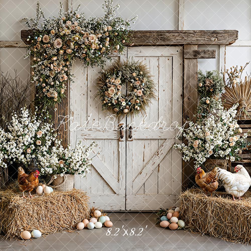 Kate Easter Eggs Chickens Rustic Backdrop Designed by Emetselch - Image 7