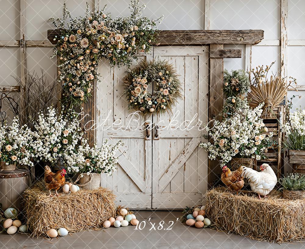 Kate Easter Eggs Chickens Rustic Backdrop Designed by Emetselch - Image 8