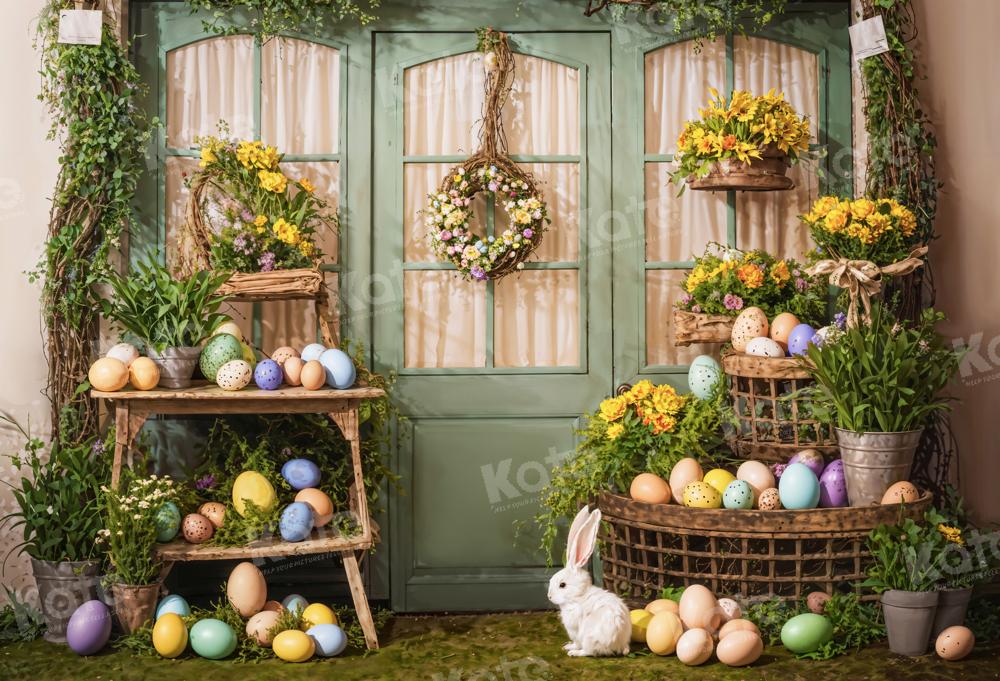 Kate Easter Eggs Flowers Green Door Backdrop Designed by Emetselch - Image 2