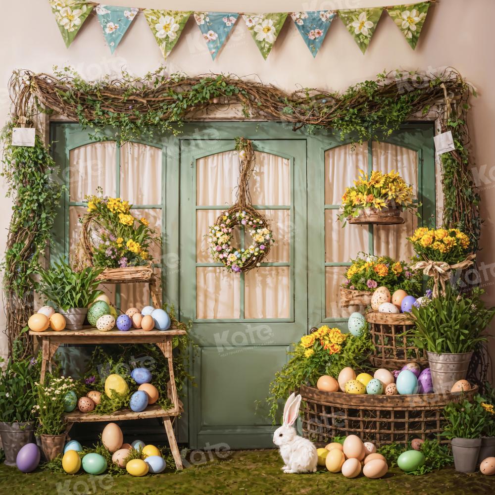 Kate Easter Eggs Flowers Green Door Backdrop Designed by Emetselch - Image 6