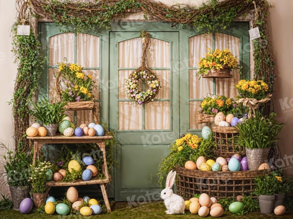 Kate Easter Eggs Flowers Green Door Backdrop Designed by Emetselch - Image 7