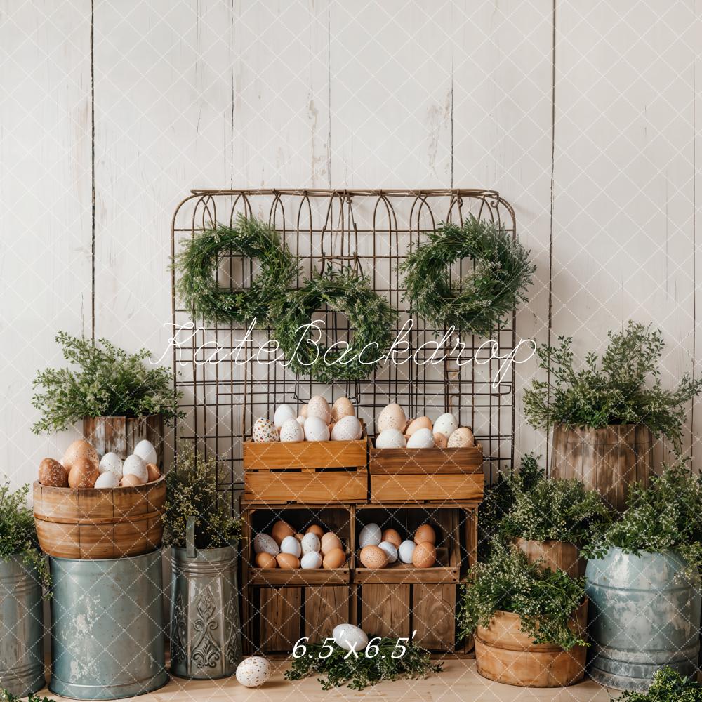 Kate Easter Eggs Greenery Rustic Backdrop Designed by Emetselch - Image 2