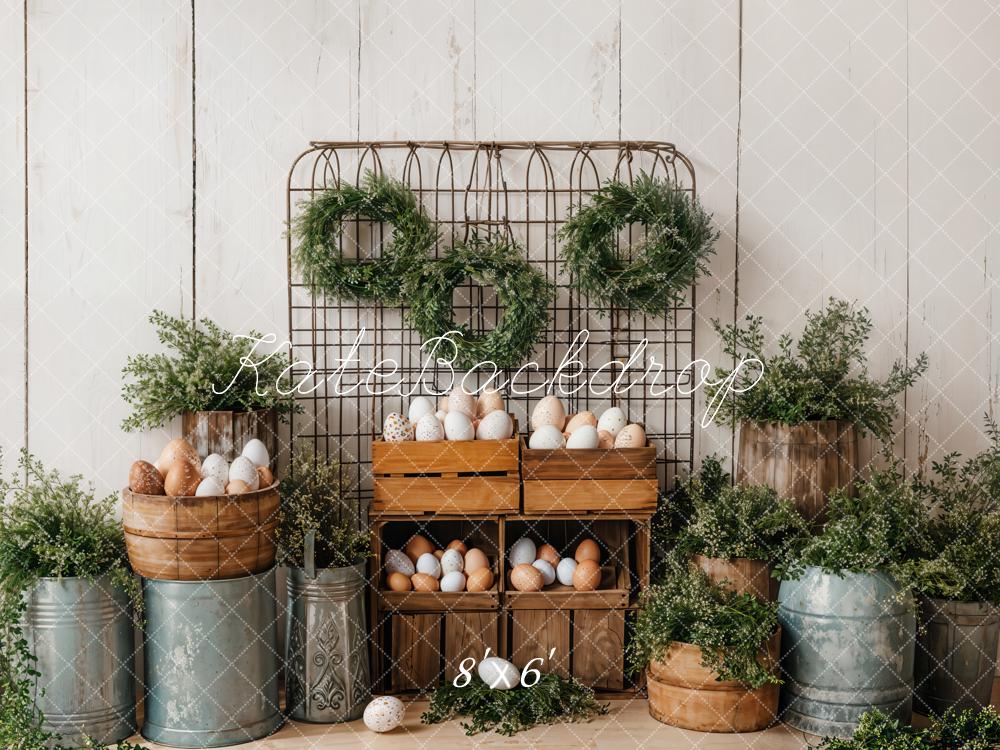 Kate Easter Eggs Greenery Rustic Backdrop Designed by Emetselch - Image 3