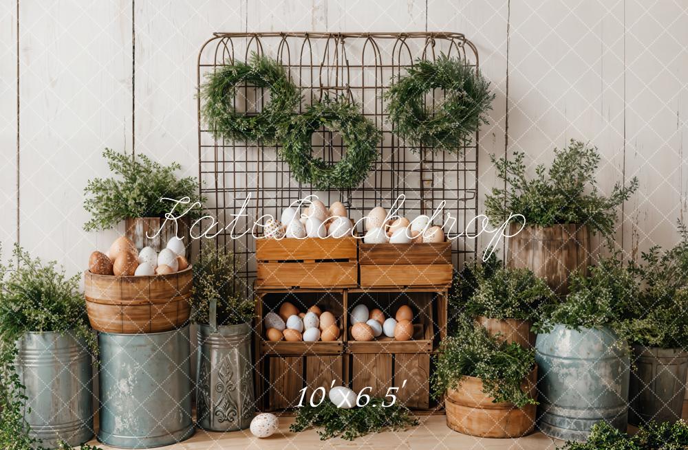 Kate Easter Eggs Greenery Rustic Backdrop Designed by Emetselch - Image 4
