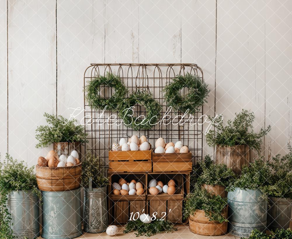 Kate Easter Eggs Greenery Rustic Backdrop Designed by Emetselch - Image 5