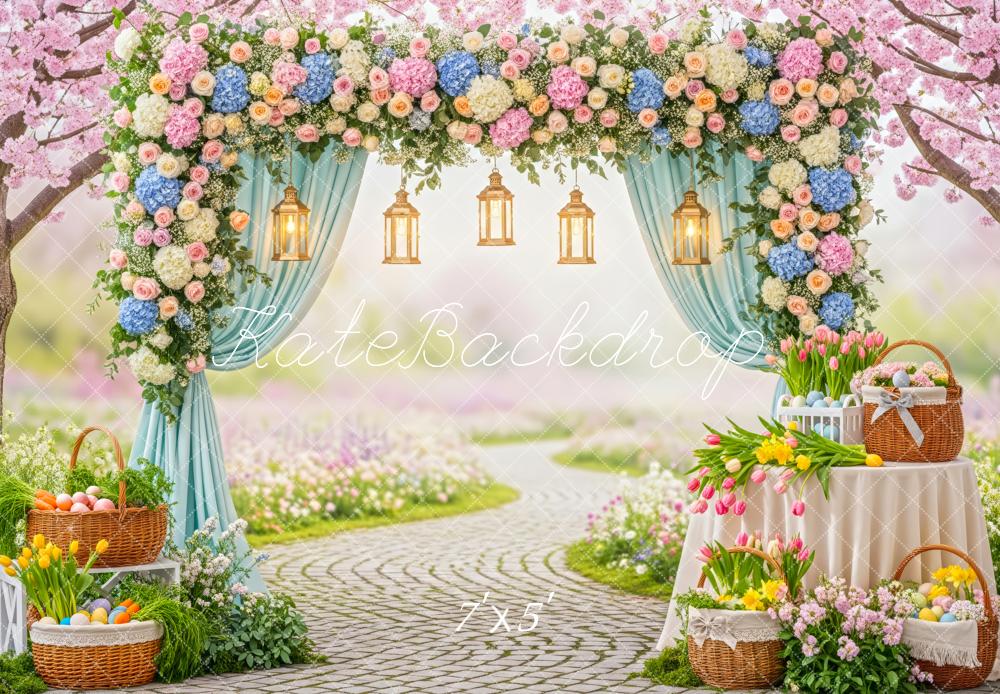 Kate Easter Eggs Pastel Garden Floral Garland Backdrop Designed by Patty Robert