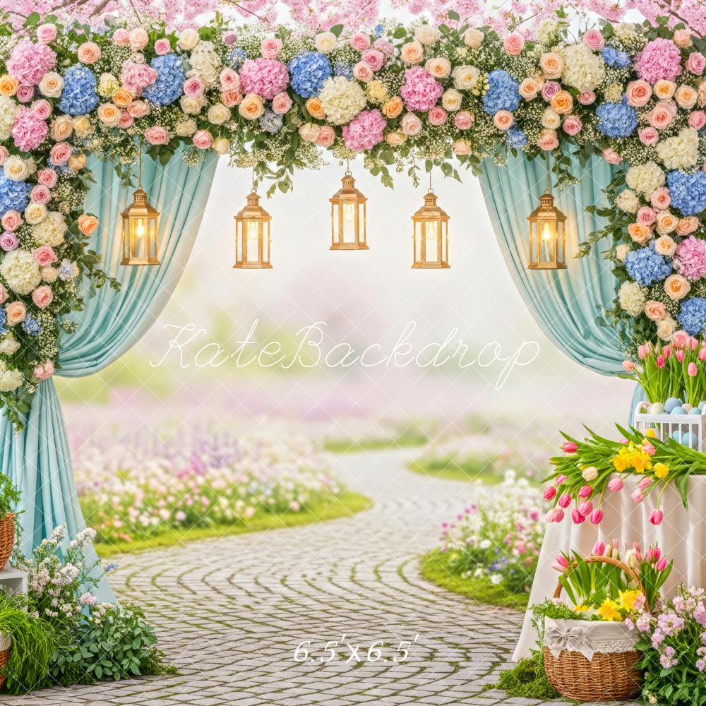Kate Easter Eggs Pastel Garden Floral Garland Backdrop Designed by Patty Robert - Image 2