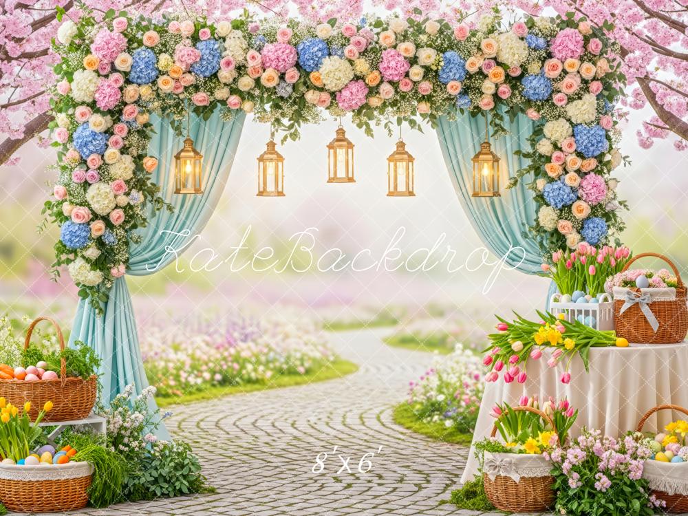 Kate Easter Eggs Pastel Garden Floral Garland Backdrop Designed by Patty Robert - Image 3