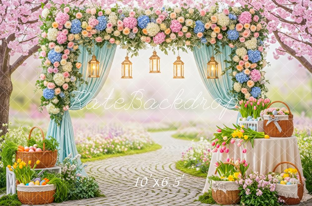 Kate Easter Eggs Pastel Garden Floral Garland Backdrop Designed by Patty Robert - Image 4