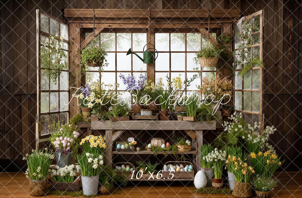 Kate Easter Eggs Spring Plants Rustic Window Backdrop Designed by Emetselch - Image 4