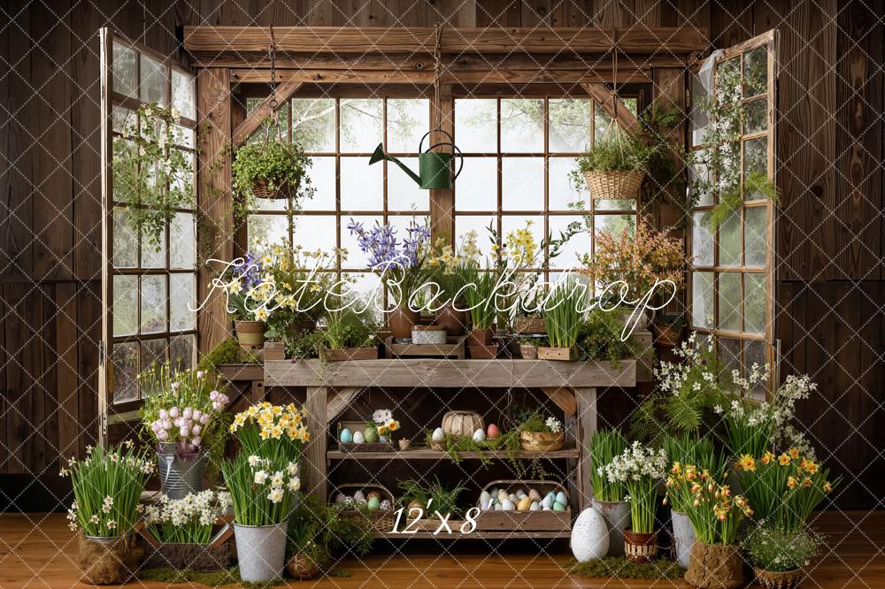 Kate Easter Eggs Spring Plants Rustic Window Backdrop Designed by Emetselch - Image 8