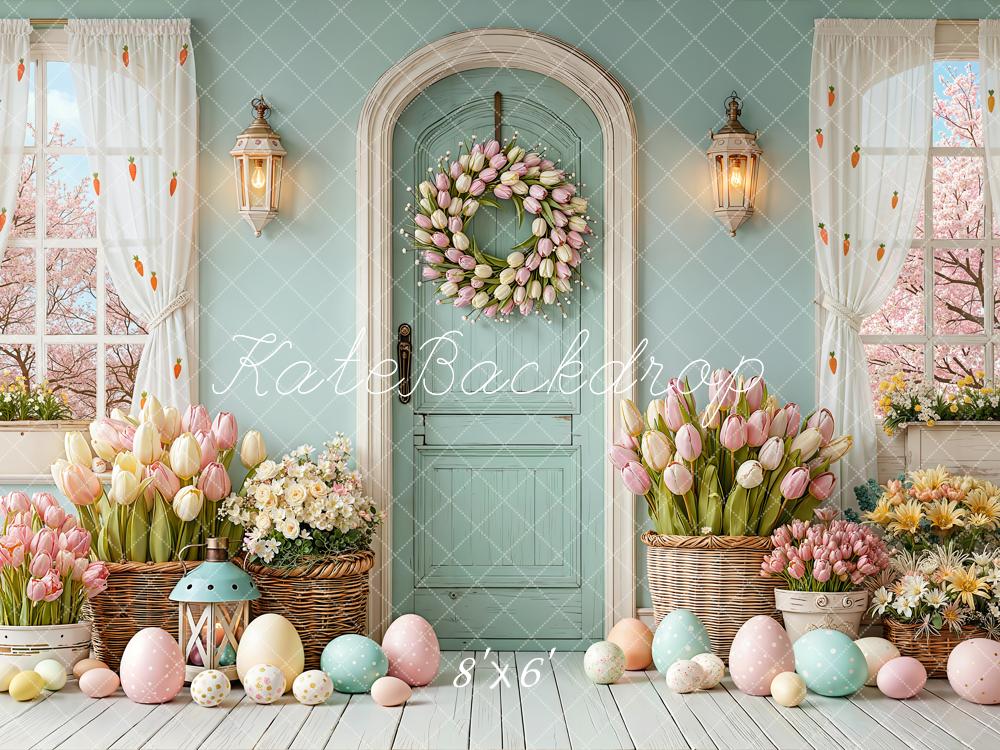Kate Easter Eggs Tulips Wreath Pastel Room Backdrop Designed by Emetselch - Image 3