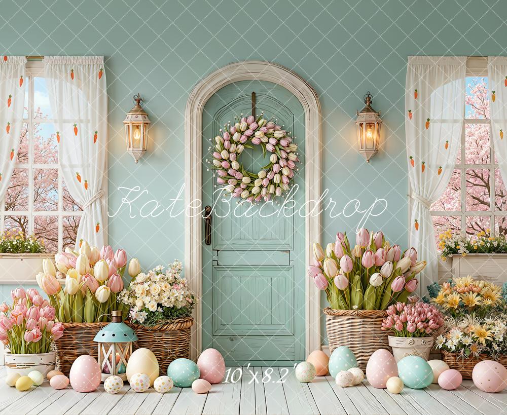Kate Easter Eggs Tulips Wreath Pastel Room Backdrop Designed by Emetselch - Image 6