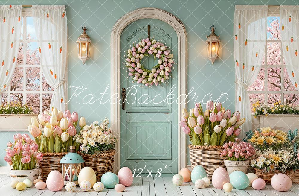 Kate Easter Eggs Tulips Wreath Pastel Room Backdrop Designed by Emetselch - Image 8
