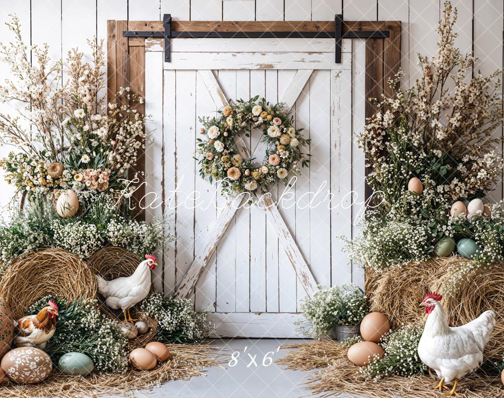Kate Easter Farmhouse Spring Floral Fleece Backdrop Designed by Emetselch - Image 2