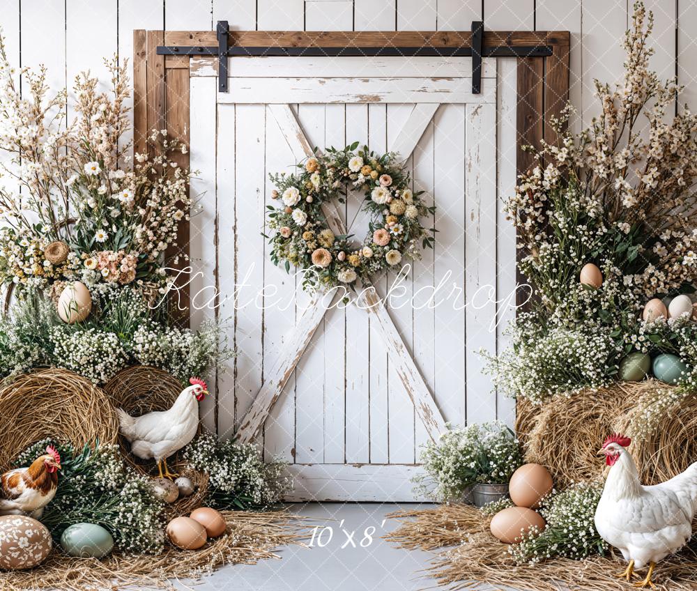 Kate Easter Farmhouse Spring Floral Fleece Backdrop Designed by Emetselch - Image 3