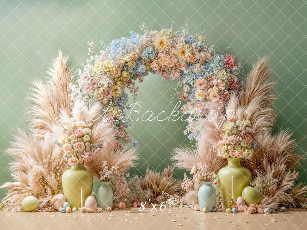 Kate Easter Floral Arch Pastel Eggs Pampas Backdrop Designed by Emetselch - Image 3