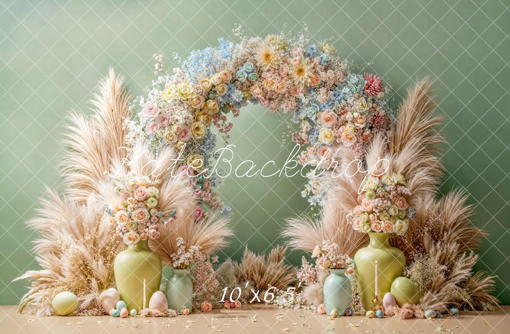 Kate Easter Floral Arch Pastel Eggs Pampas Backdrop Designed by Emetselch - Image 4