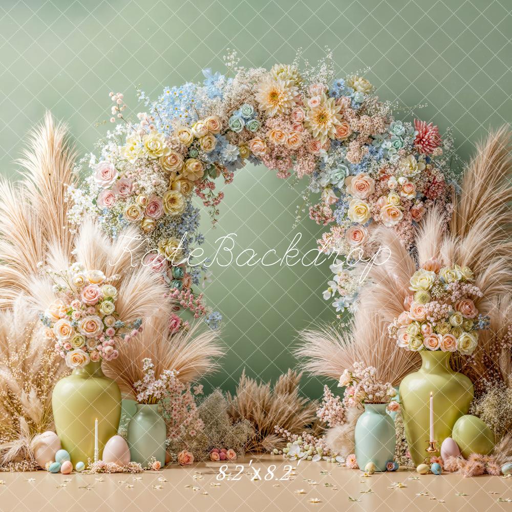 Kate Easter Floral Arch Pastel Eggs Pampas Backdrop Designed by Emetselch - Image 5