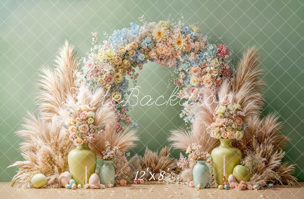 Kate Easter Floral Arch Pastel Eggs Pampas Backdrop Designed by Emetselch - Image 8