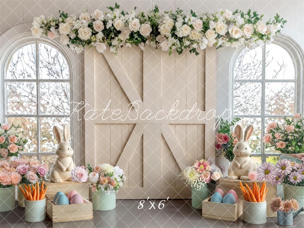 Kate Easter Floral Cream Barn Door Backdrop Designed by Mini MakeBelieve - Image 3