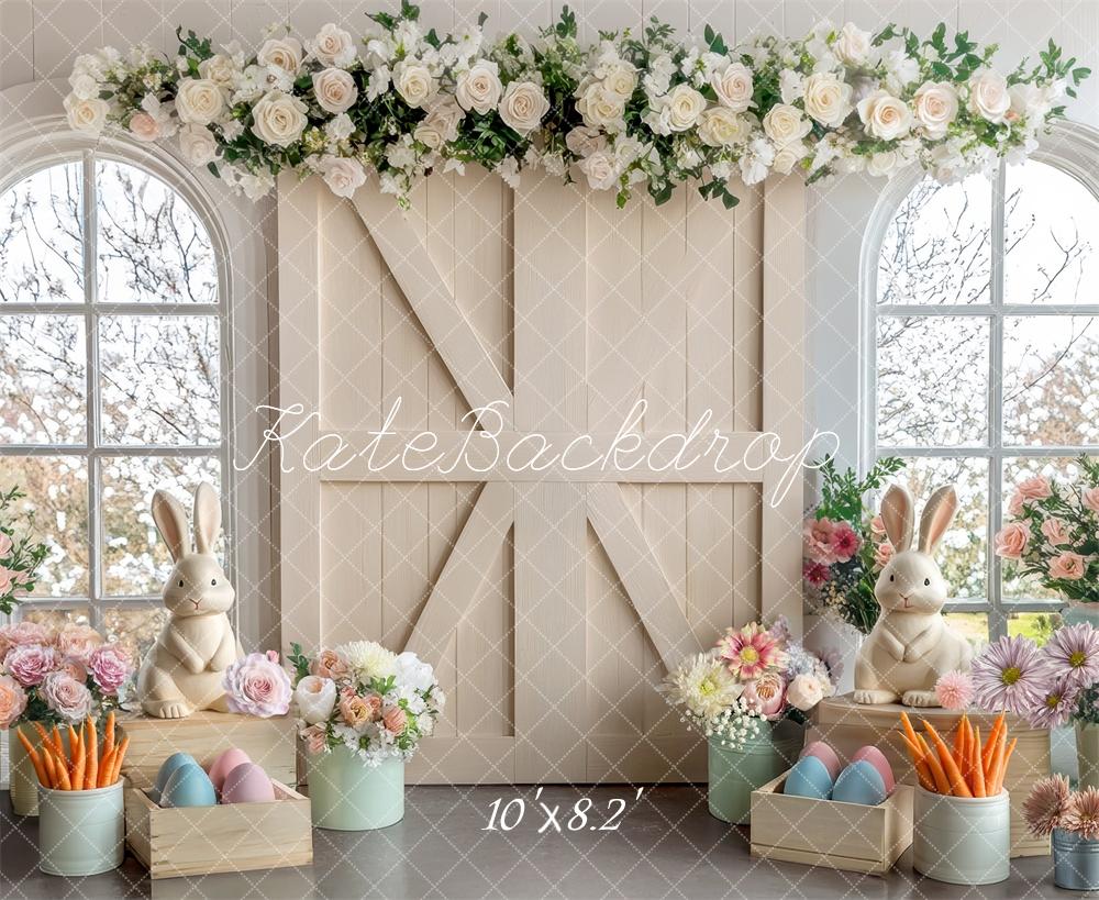 Kate Easter Floral Cream Barn Door Backdrop Designed by Mini MakeBelieve - Image 5
