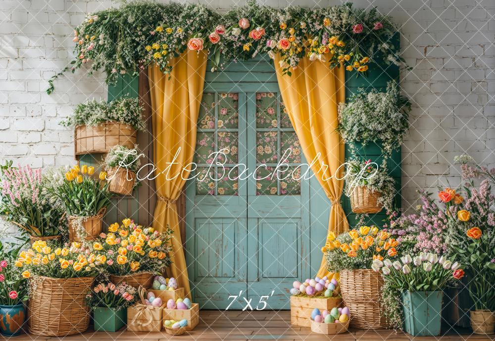 Kate Easter Floral Door Curtain Backdrop Designed by Emetselch - Image 2