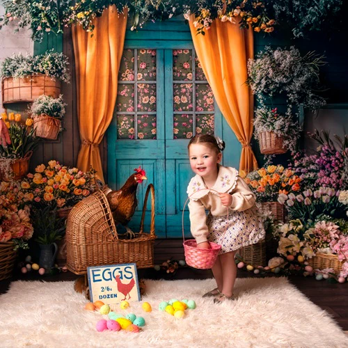 Kate Easter Floral Door Curtain Backdrop Designed by Emetselch - Image 3