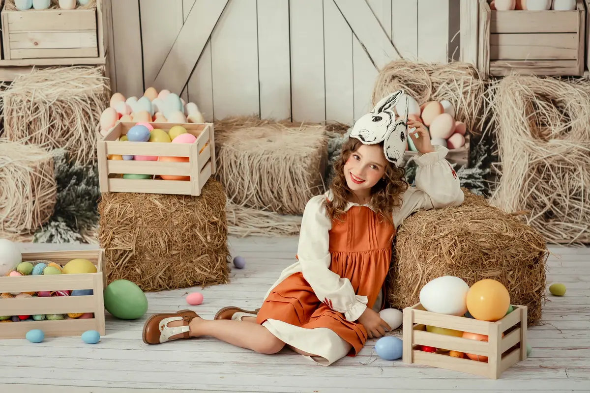 Kate Easter Floral Egg Farmhouse Backdrop Designed by Emetselch - Image 4
