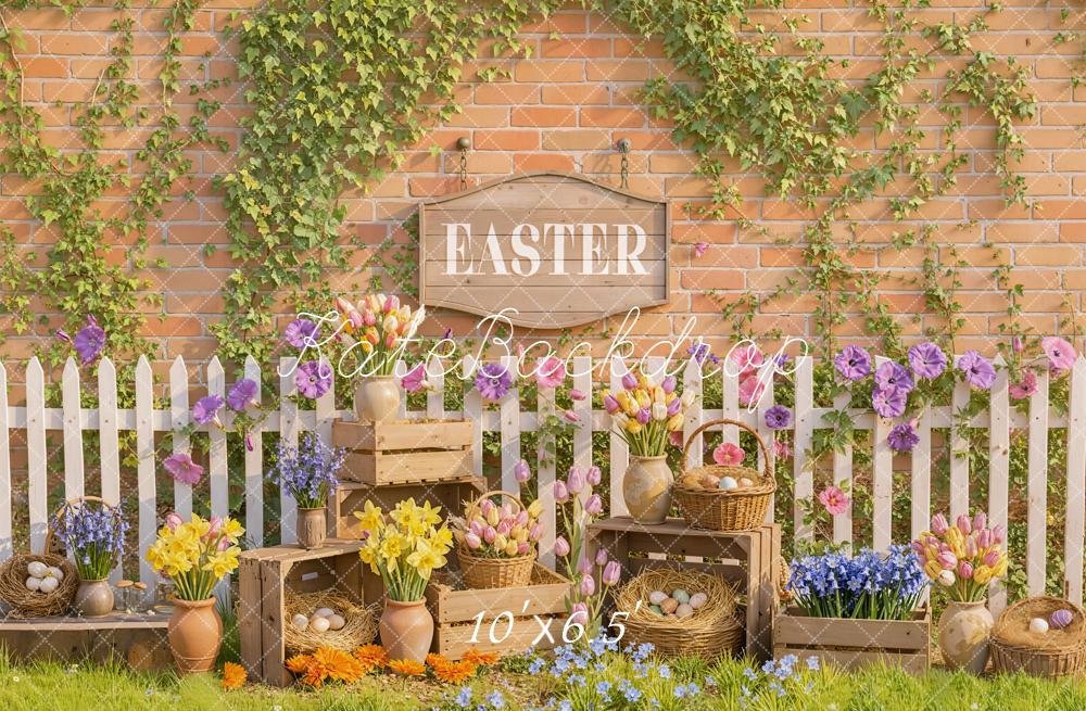 Kate Easter Floral Eggs Picket Fence Backdrop Designed by Emetselch - Image 4