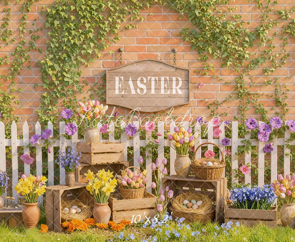 Kate Easter Floral Eggs Picket Fence Backdrop Designed by Emetselch - Image 6