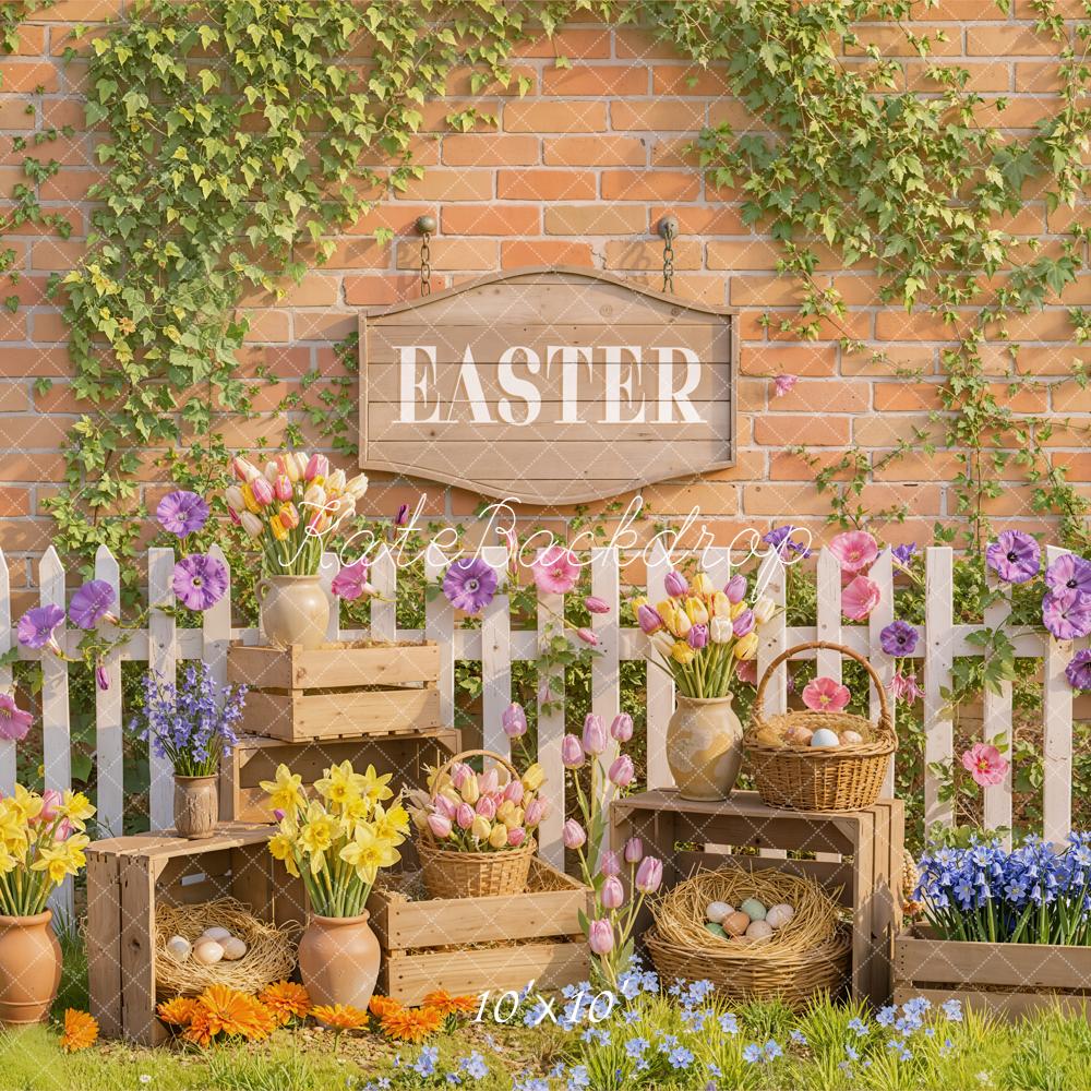 Kate Easter Floral Eggs Picket Fence Backdrop Designed by Emetselch - Image 7