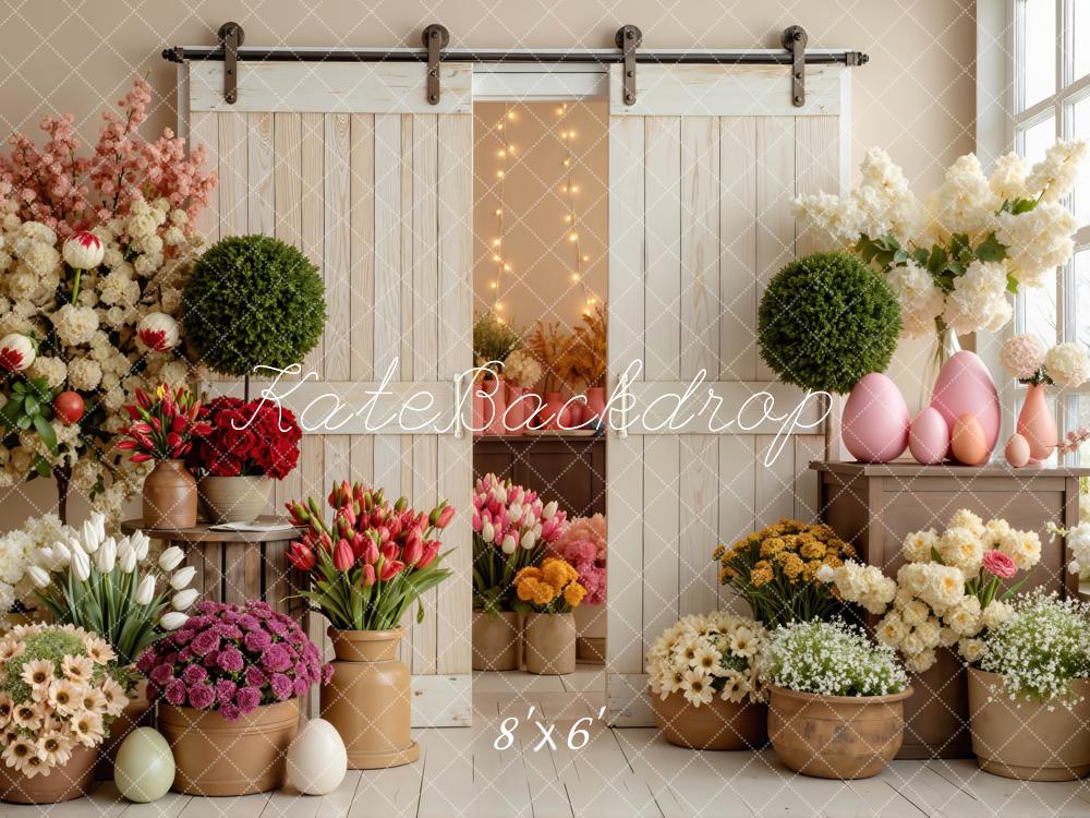 Kate Easter Florals Wooden White Door Backdrop Designed by Mini MakeBelieve - Image 3